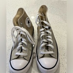 Converse high top gold sneakers
